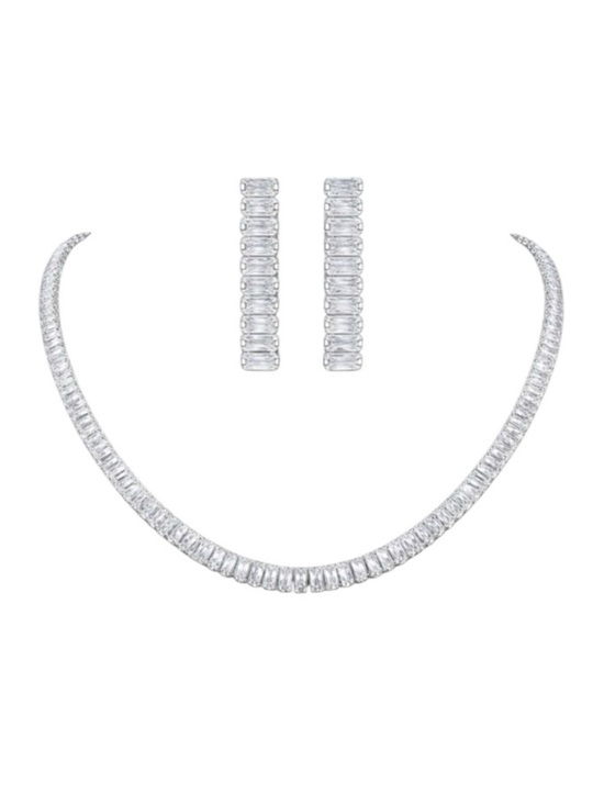 Handmade Jewelry - Baguette Simulated Diamond Tennis Necklace